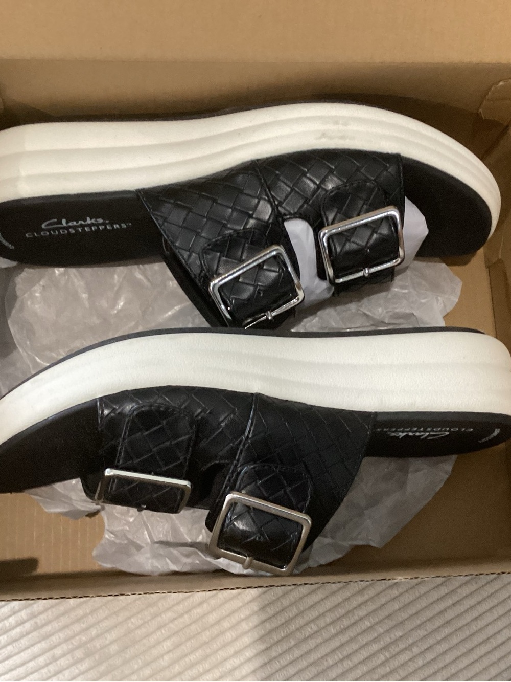 Clarks Black Drift Buckle Slide Sandals 8.5 - Picture 3 of 5